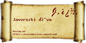Javorszki Éva névjegykártya