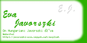 eva javorszki business card